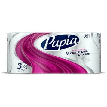 Туалетная бумага Papia 3сл 8шт белая/7