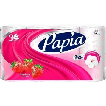 Туалетная бумага Papia 3сл 8шт Strawberry Dream/7
