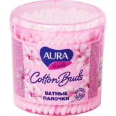 Ватные палочки Аура 200шт.круглый стакан.