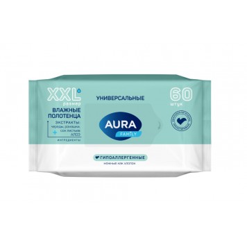Влажные полотенца Аура 60шт. Универсальные
