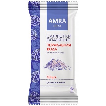 Влажные салфетки AMRA 10шт. с термальной водой