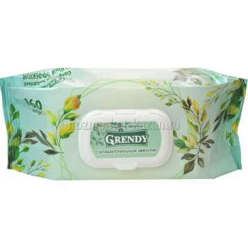 Влажные салфетки Гренди 160шт Антибактериальные /12