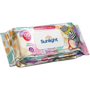 Влажные Салфетки SUNLIGHT BABY ECO 120шт Мишка и Лиса (с клапаном)/16