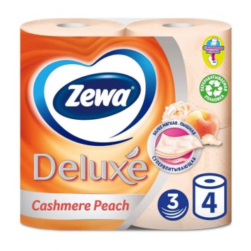 Зева Делюкс туалетная бумага 3сл 4шт Персик (14)