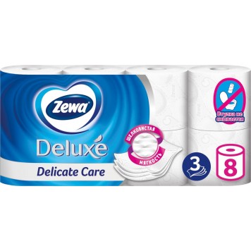 Зева Делюкс туалетная бумага 3сл 8шт Белая (7)