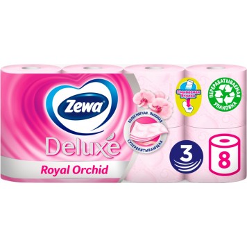 Зева Делюкс туалетная бумага 3сл 8шт Орхидея (7)