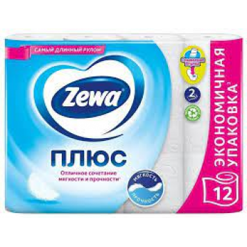Зева Плюс туалетная бумага 2сл 12шт Белая (7)