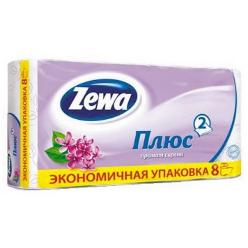 Зева Плюс туалетная бумага 2сл 8шт Сирень (12)