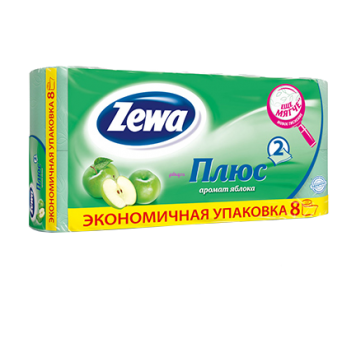 Зева Плюс туалетная бумага 2сл 8шт Яблоко (12)