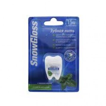 Зубная нить SNOW GLOSS 15м освежающая мятная
