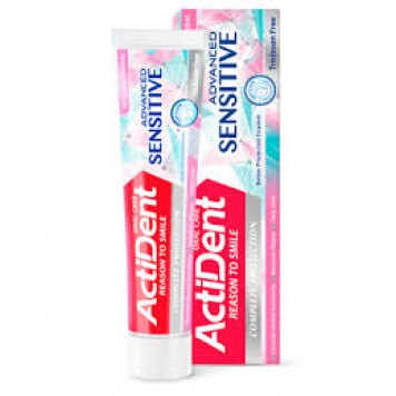 Зубная паста ACTIDENT 130г Для чувствительных зубов и десен без триклозана